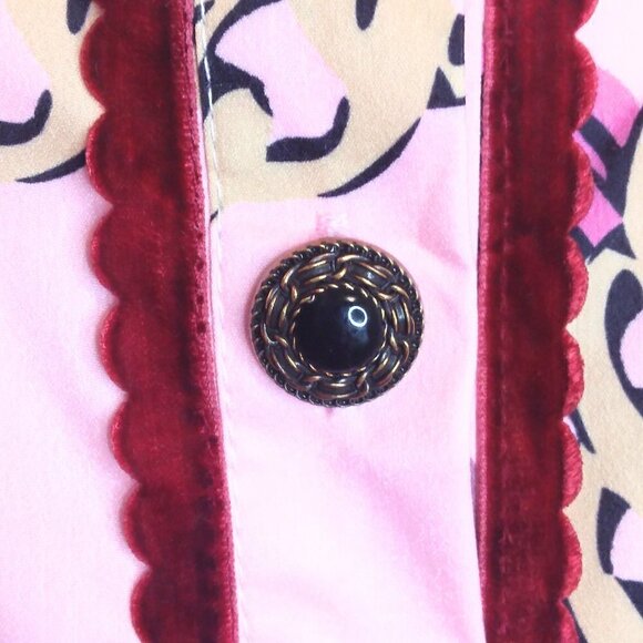 LA'ROS COLLECTIONS RUFFLED PINK & BURGUNDY RUCHED SLEEVE BLOUSE - SIZE S - Picture 5 of 8